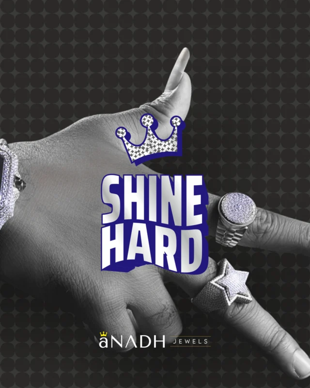 "From the block to the spotlight — let your drip do the talking. 💎🔥 Rock that crown, SHINE HARD with Anadh Jewels."

#AnadhJewels #ShineHard #HipHopJewelry #IcedOut #DripGameStrong #RoyalDrip #StreetToElite #CrownYourStyle #BlingBling #HustleInStyle